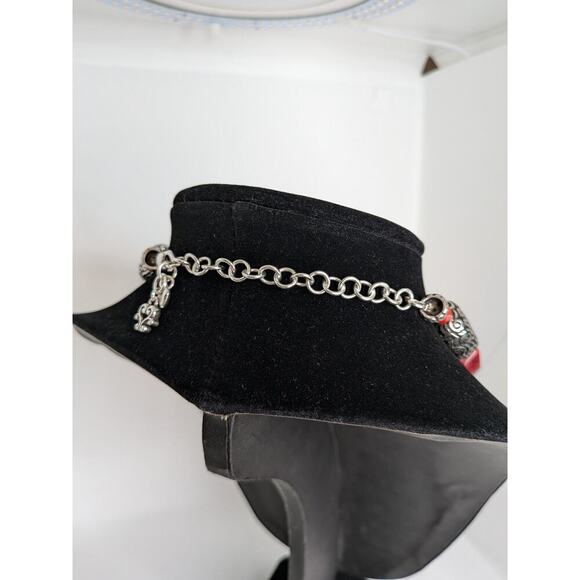 Brighton Red Coral Silver Plated Bead Necklace w/Adjustable Clasp Length 20" - Picture 4 of 6